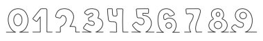Bir Numaralı Kesintisiz Çizgi Çizim seti. Basit doğrusal biçimde minimalist Arap rakamları sembolleri. Vektör İllüstrasyonu. El yapımı Monoline. Düzenlenebilir felç. Beyazda izole edilmiş. Yapay zeka değil