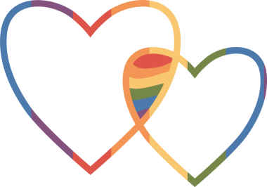 Ayın gururu. İki LGBT Gökkuşağı Kalpli