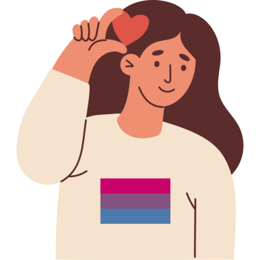 Biseksüel LGBT Kalbi olan kadın. LGBTQ topluluğu