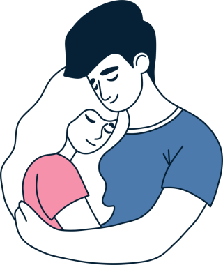 Şirin bir çift. Romantik Adam ve Kadın. Minimalist Doodle portresi