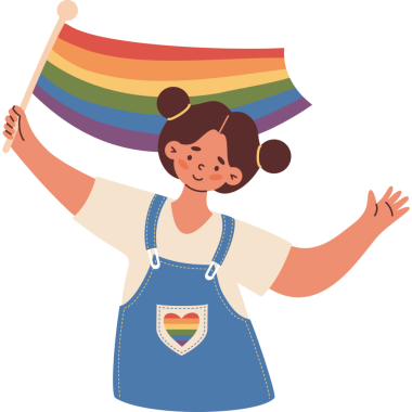 LGBTQ Onur Kutlaması. Gökkuşağı Gururlu Kadın