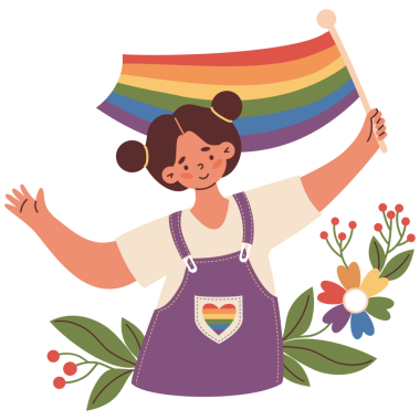 LGBTQ Gururu. Gökkuşağı Gururlu Kadın