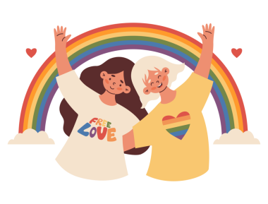 Mutlu LGBT Kadın Lezbiyenler ve Gökkuşağı