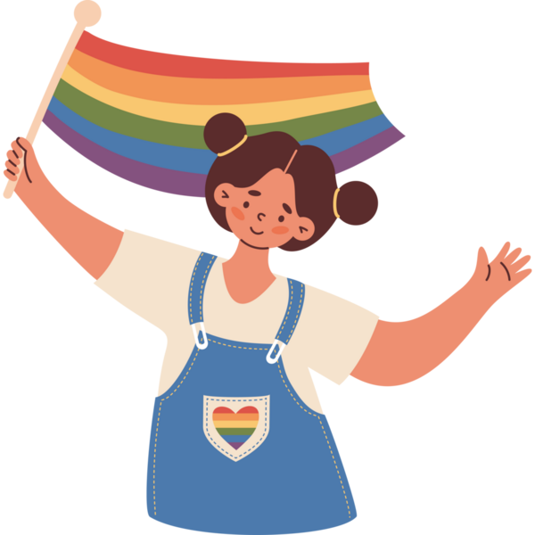 LGBTQ Onur Kutlaması. Gökkuşağı Gururlu Kadın