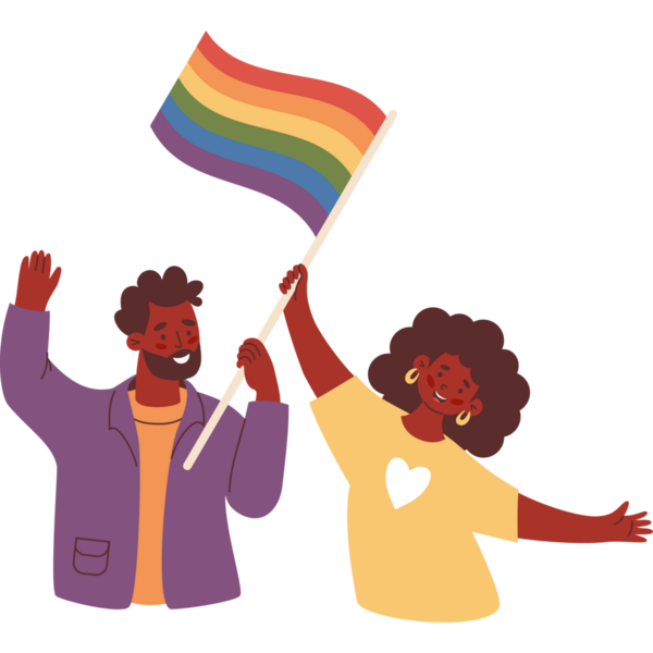 Mutlu Etnik LGBQ İnsanları Gökkuşağı Bayrağı Tutuyor