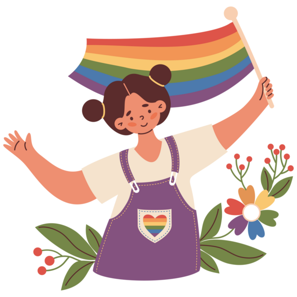 LGBTQ Gururu. Gökkuşağı Gururlu Kadın