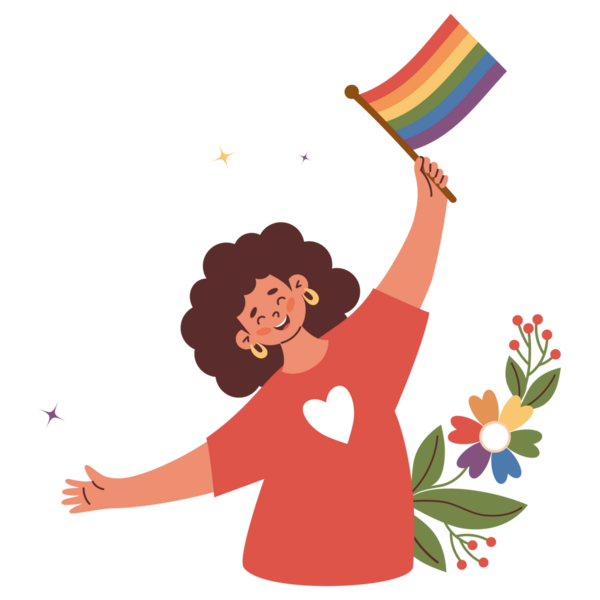 LGBTQ Onur Kutlaması. Gökkuşağı Gururlu Kadın