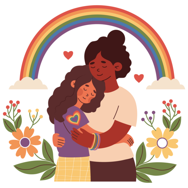 Gökkuşağının altındaki mutlu etnik çift. Gurur Ayı