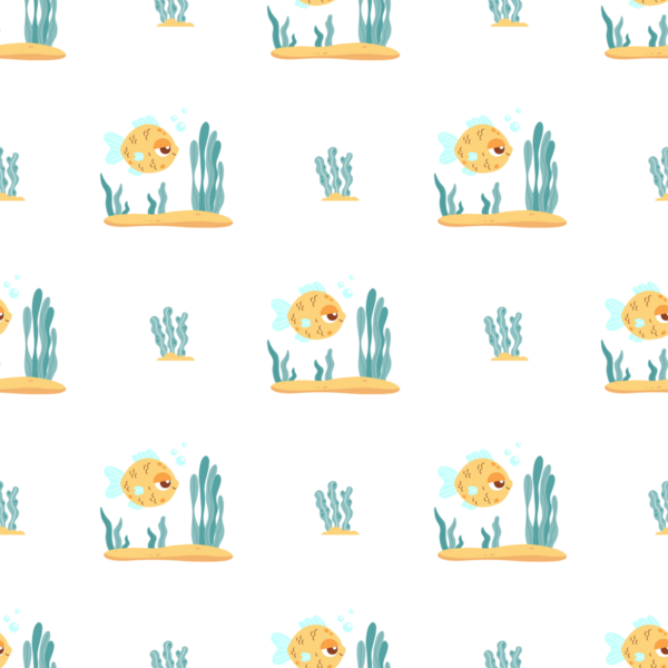 Kusursuz Şablon Şirin Deniz Tropikal Balık ve Bitki algleri