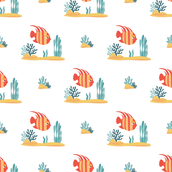 Şirin tropikal çizgili balıklı kusursuz deniz deseni 