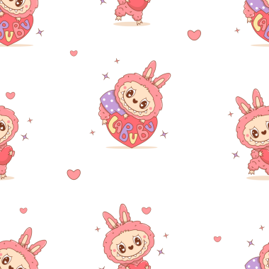 Sevimli Canavar Oyuncak Labubu ve Kalpli Kusursuz Kalıp