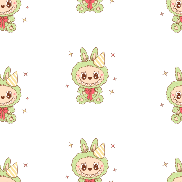 Kusursuz desenli Canavar Oyuncak Labubu doğum günü şapkalı Komik dişli kawaii karakteri