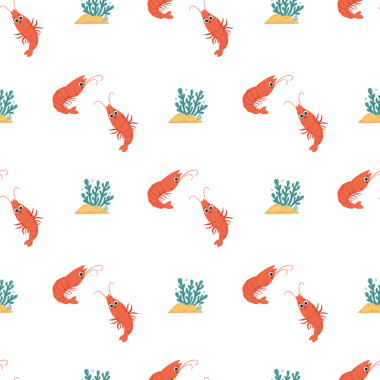 Karides ve yosunlu karidesli kusursuz desen