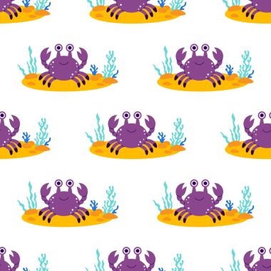 Su altı Kusursuz Düzen. Tatlı yengeç ve deniz yosunu, kumlu deniz yatağı.