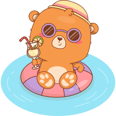 Şapkalı ve Gözlüklü Şirin Ayı Şişme Havuz Halkası 'nda Yüzüyor