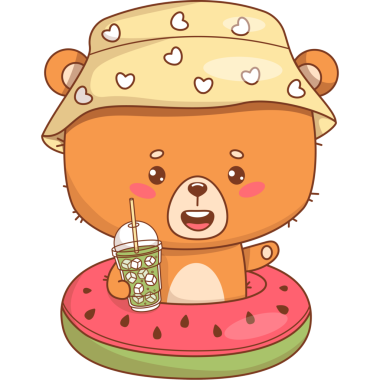 Tatlı Komik Yaz Ayısı Panama 'da Kokteylli Karpuz Yüzüğünde