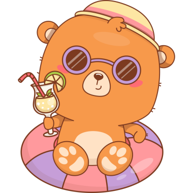 Şapkalı Şirin Ayı ve Şişme Havuz Yüzüğünde Güneş Gözlüğü