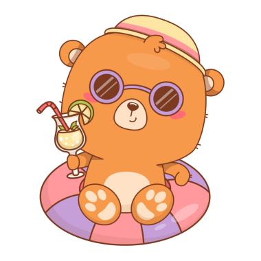 Şapkalı Şirin Ayı ve Şişirilebilir Yüzük Etiketinde Güneş Gözlüğü