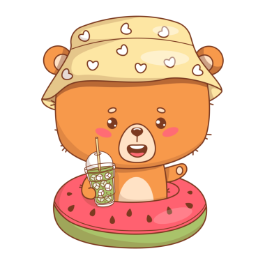 Tatlı Komik Yaz Ayısı Panama 'da Karpuz Yüzük Etiketinde