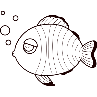 Çizgili Şirin Tropikal Balık. Su altı çizgi filmi Scalary. Çizgi çizimi