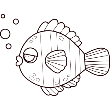 Çizgili Şirin Tropikal Balık. Su altı çizgi filmi Scalary. Çizgi çizimi