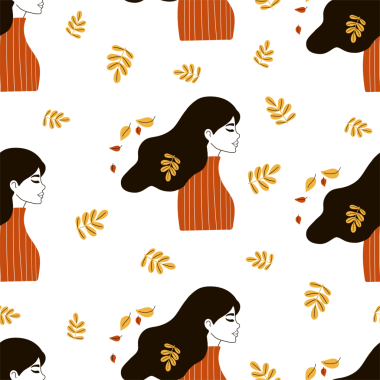 Kusursuz desen. Sonbahar Yapraklı Şirin Kadın