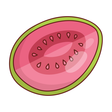 Pembe tropikal Guava Meyve dilimi etiketi