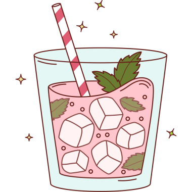 Buz ve nane yapraklı pembe Guava içeceği. Yaz Meyvesi Saman ile Kokteyl Tazeleyici