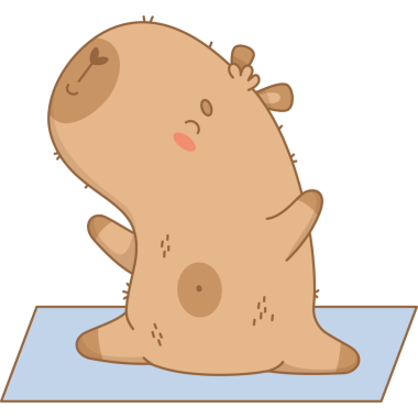 Yoga minderinde gerinen sevimli Capybara. Komik meditasyon ve fitness