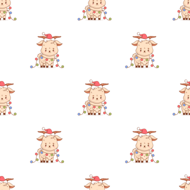 Kusursuz desenli Noel Keçisi Noel Şapkasında Kar Taneli Şenlikli Çelenk Balonlarıyla