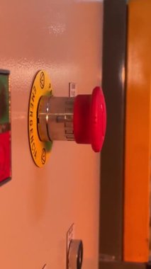 Hand pressing emergency stop button. 60fps 4K footage. . High quality FullHD footage