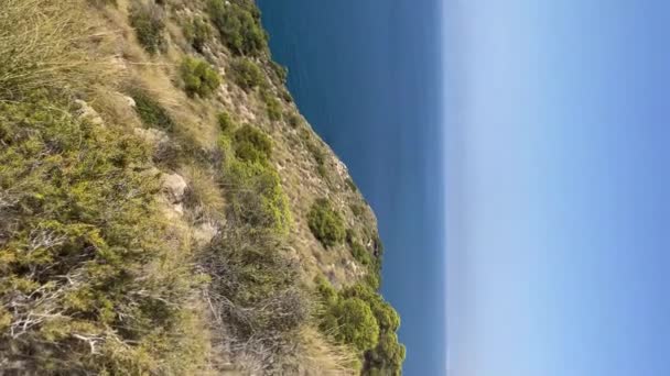 Panorama Desde Cala Del Conill Villajoyosa Hasta Isla Benidorm Concepto — Vídeos de Stock