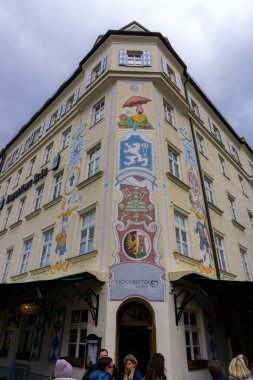 March 16th 2024 - Munich, Germany. Facade of Hochreiter Steirer am Markt, wine bar on Viktualienmarkt and traditional Bavarian cuisine clipart