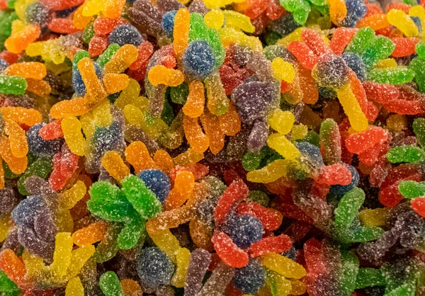 Achtergrond Van Kleurrijke Candy Lollipops Veel Kleurrijke Snoepjes Snoep Een — Stockfoto
