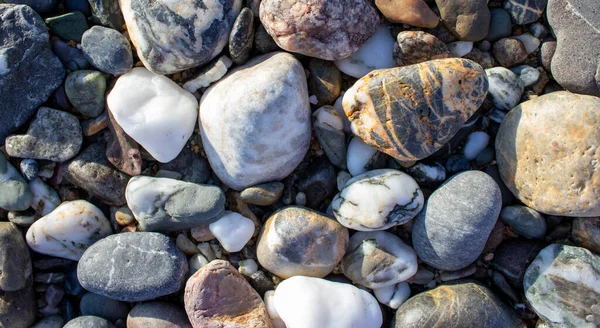 Rotsen Water Voor Achtergrond Pebble Stones Close Vakantie Recreatie Strand — Stockfoto