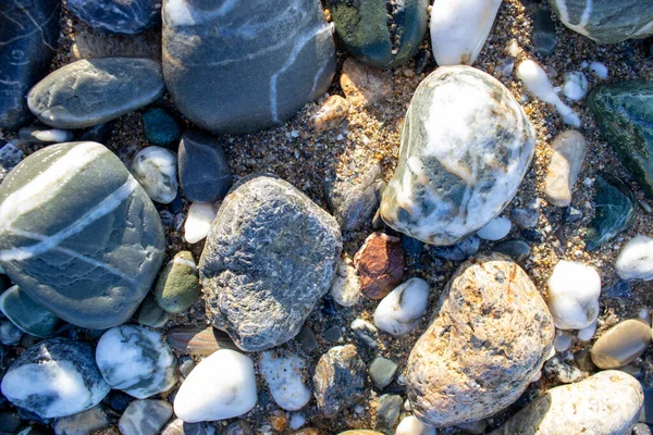 Rocks Water Fone Каменные Камешки Крупным Планом Абстрактный Фон Круглыми — стоковое фото