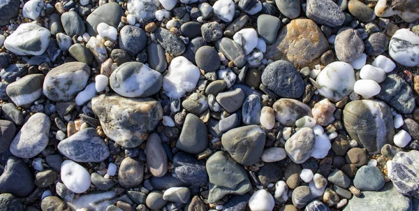 Felsen Wasser Für Hintergrund Kieselsteine Großaufnahme Urlaub Erholung Strand Konzept — Stockfoto