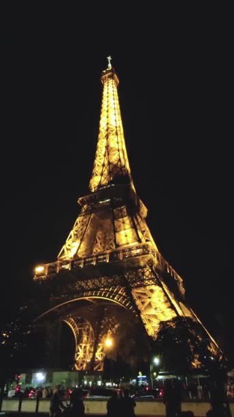Eiffeltornet Skymningen Paris Frankrike Bilder Från Eiffeltornet Paris Frankrike Natten — Stockvideo