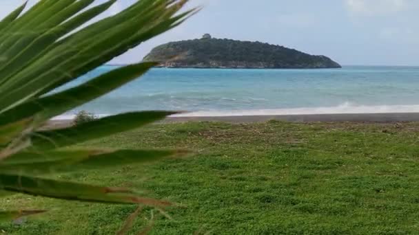 Plaża Miejscowości Diamante Tle Mała Wyspa Cirella Dzielnica Cosenza Kalabria — Wideo stockowe