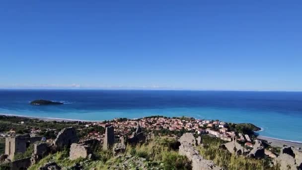 View Large Beach Diamante Background Island Cirella Diamante District Cosenza — Stock Video