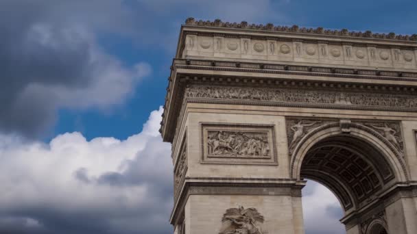 Arc Triomphe Arc Triomphe Star Video Movement Clouds Blue Sky — Vídeos de Stock