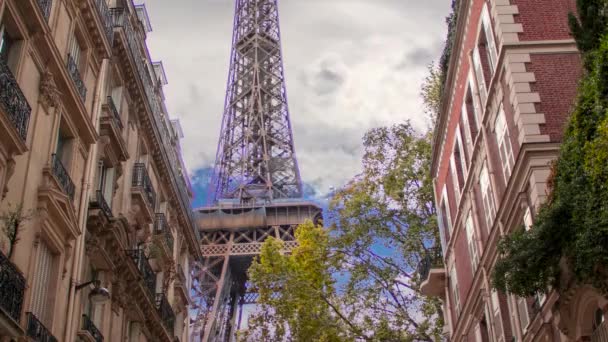 Amazing Light Nature Cloudscape Sky Clouds Background Paris Eiffel Tower — Vídeos de Stock