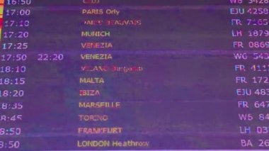 Board of Flights at the Airport. Information About Flights in Electronic Form. Mechanical Departure Board with Split Flap. Flight Schedule.