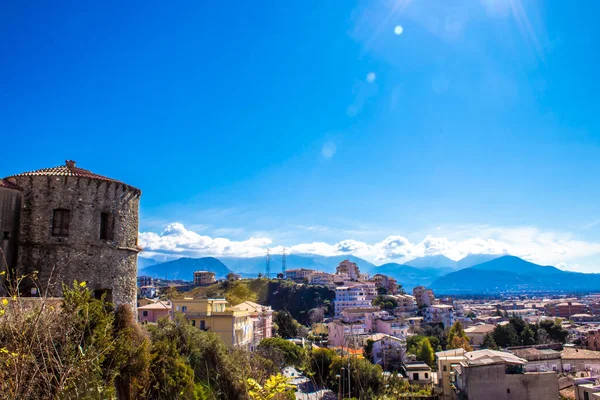 Στρογγυλός Πύργος Του Κάστρου Scalea Cosenza Calabria Νότια Ιταλία Άποψη — Φωτογραφία Αρχείου
