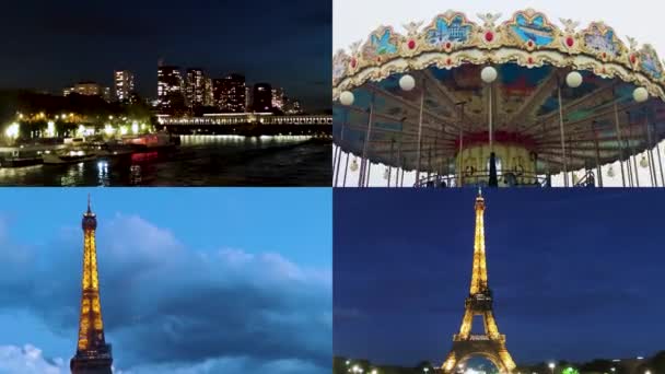 Mooie Video Van Eiffeltoren Parijs Andere Beroemde Plaatsen Parijs Frankrijk — Stockvideo
