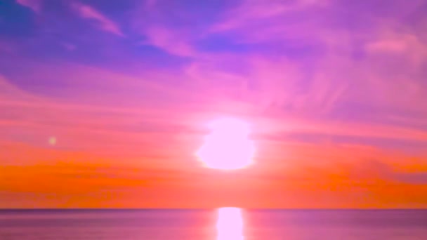 Fantastic Natural Sunsets Sea Sun Touches Horizon Red Sky Yellow — Stock Video