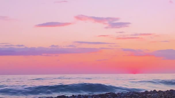 日落海滩 海平线热带岛屿 神奇的自然海景日落夏天 近景海滩 — 图库视频影像