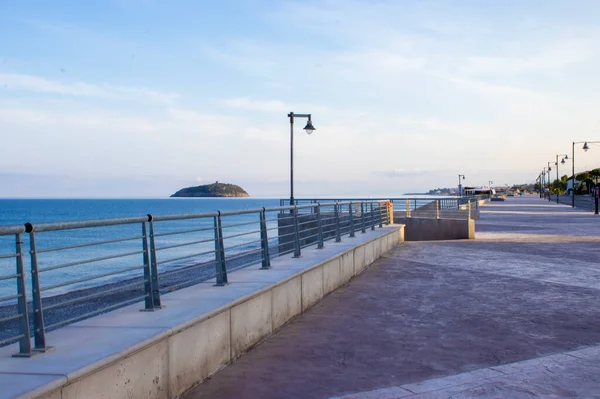 Stadtpanorama Der Küstenstadt Diamante Kampanien Italien Küstenpromenade Frühen Morgen Der — Stockfoto