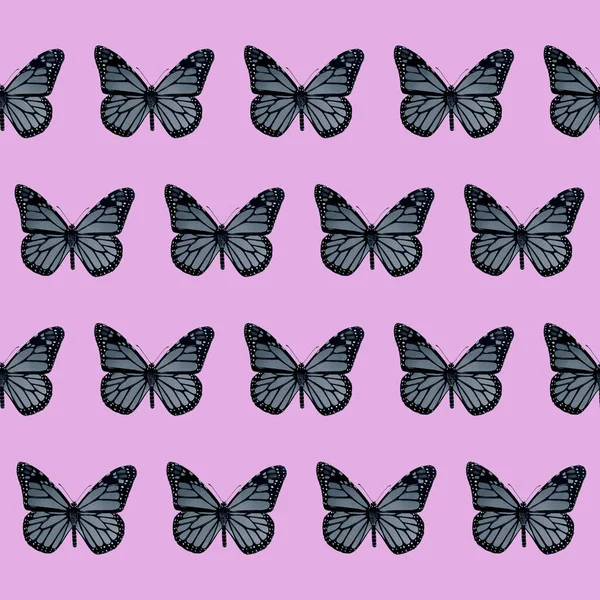 Zökkenőmentes Háttér Színes Pillangók Dekoratív Papír Rovarok Elvont Illusztrációja — Stock Fotó