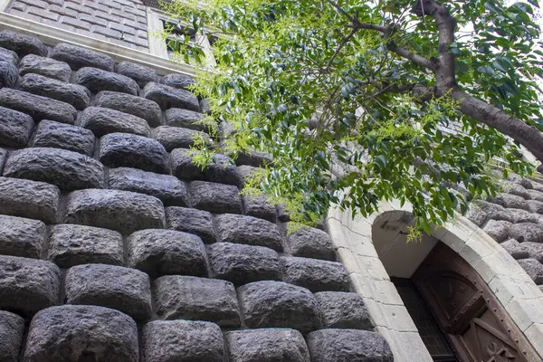 Kamenná Fasáda Neapoli Itálie Působivá Obnovená Fasáda Historické Centrum Neapole — Stock fotografie